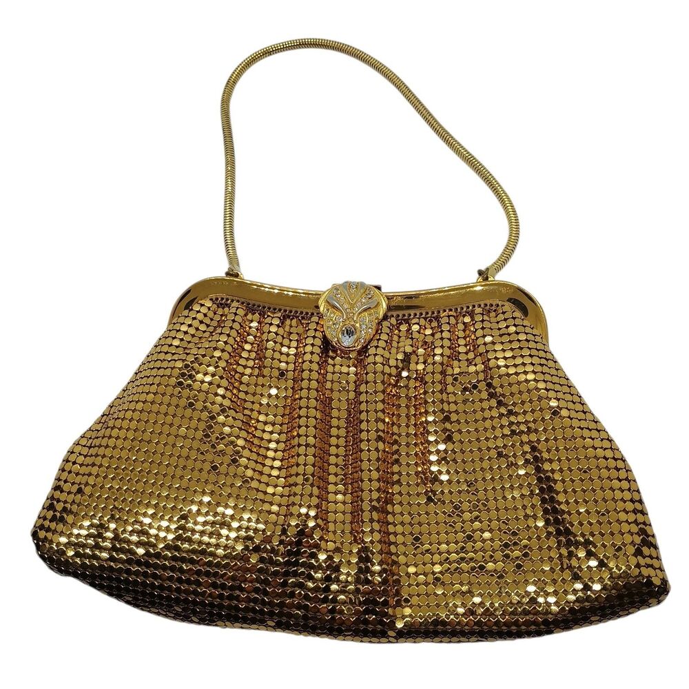 Vtg Whiting & Davis co. Mesh Evening Bag/Purse w/Rhinestone Clasp-Style 2940-USA